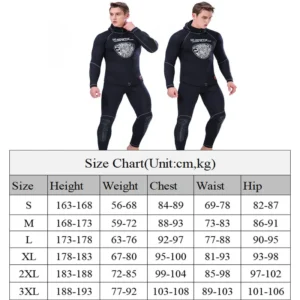 Men's 5mm Neoprene Split Wetsuit with Hood Thermal Long Sleeve Anti-cold Diving Suit Pants Professional Fish Hunting Clothes 6