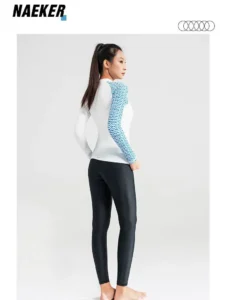 Women's Lycra Swimsuit Long Sleeve Front Zip Jellyfish Cool Breathable Two-piece Swimwear Quick-dry Pants Diving Surfing Suit 4